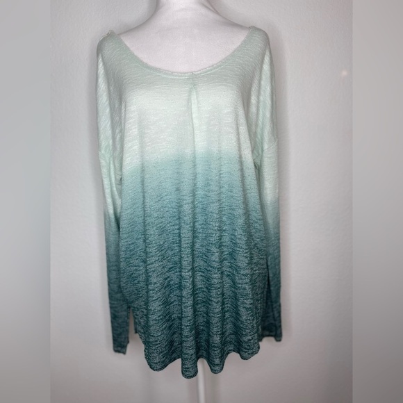 Arizona Jean Teal Ombré Long Sleeve Oversized Tunic Lightweight Beach Summer Lg - Picture 4 of 9